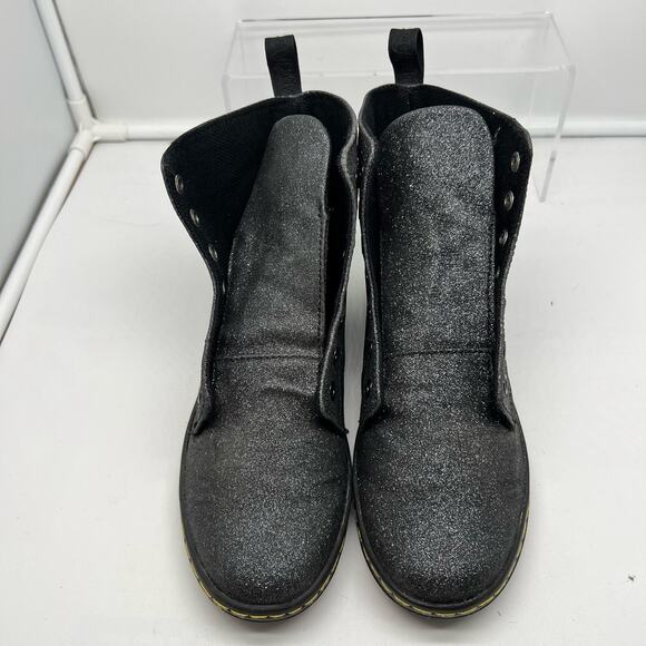 Dr Martens Boots Women Size 6 Hackney Sparkle Metallic Flitter Combat Black - Picture 3 of 8